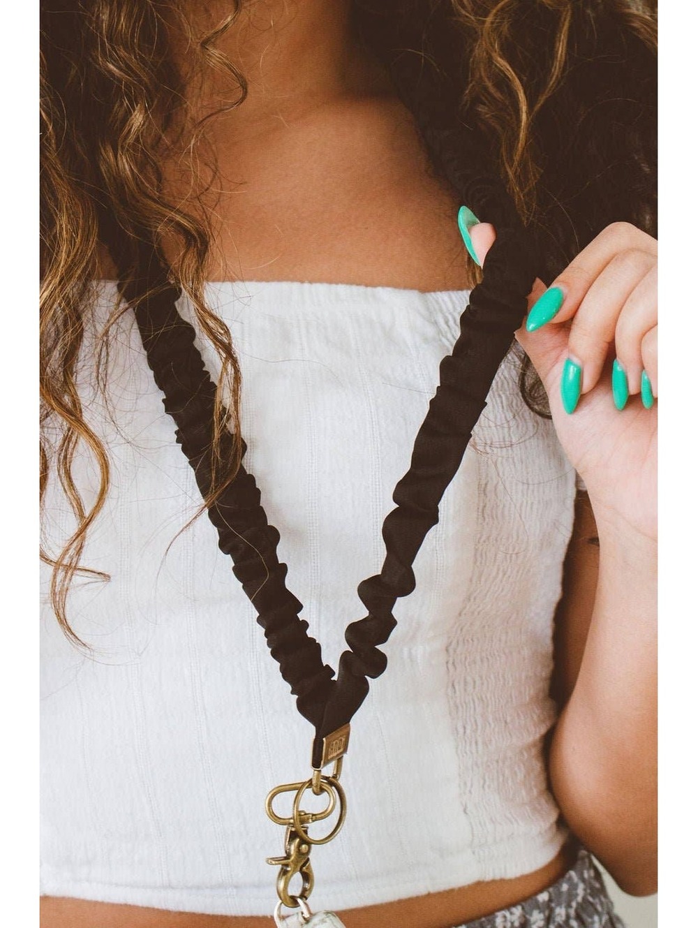 Andi Black Luxe Scrunchie Lanyard Silky Satin